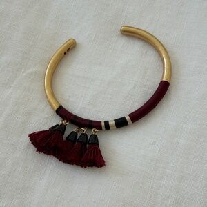 Elegant Gold and Burgundy Tassel Bracelet